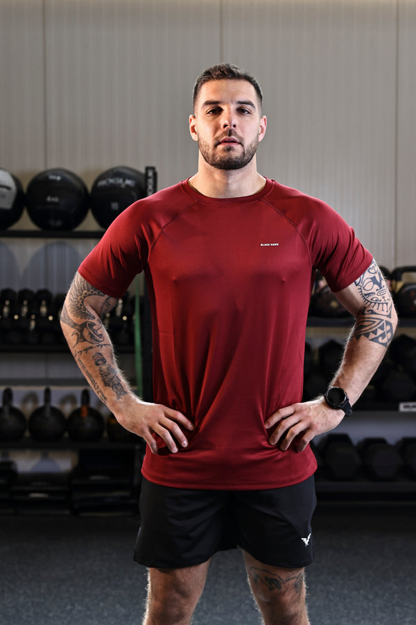 Raglan Sleeve Basic Tee - Red