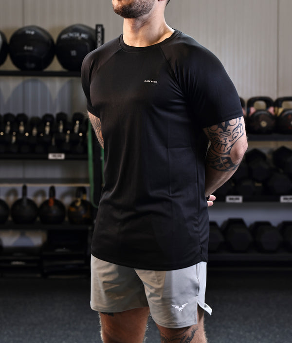 Raglan Sleeve Basic Tee - Black