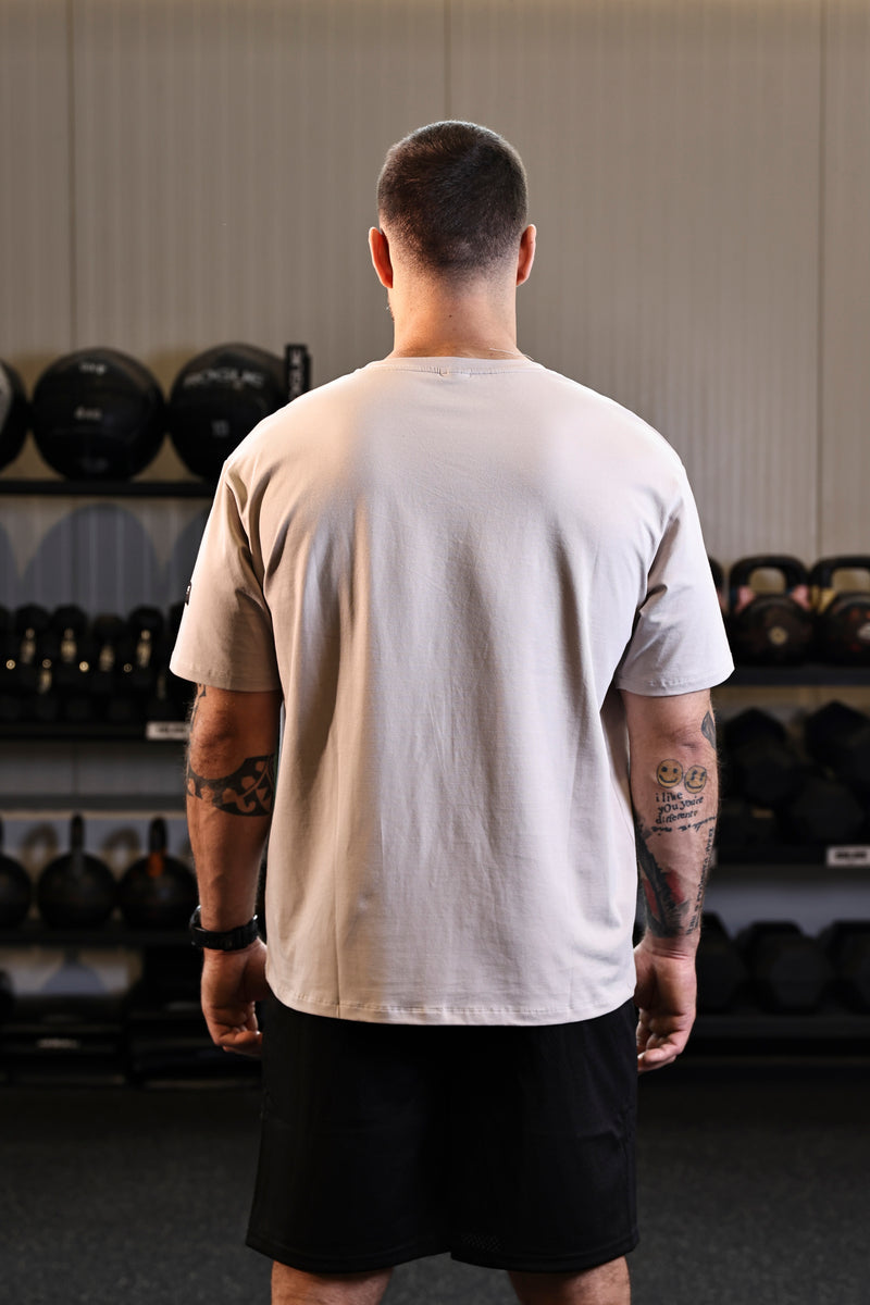 Oversized Drop Shoulder Tee - Beige