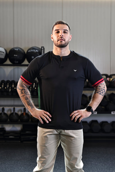 Short Sleeve Henley Tshirt - Black