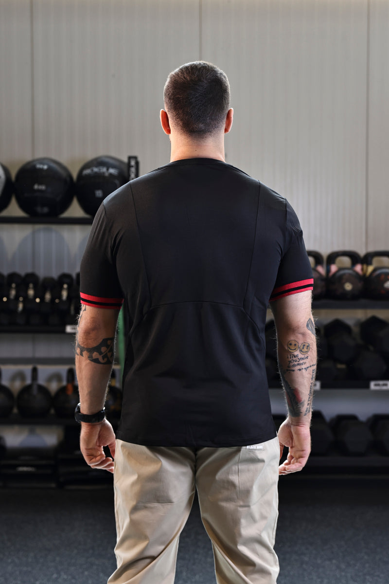 Short Sleeve Henley Tshirt - Black