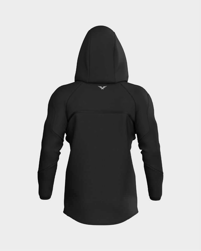 Raglan Sleeve Zip Up Hoodie  - Black