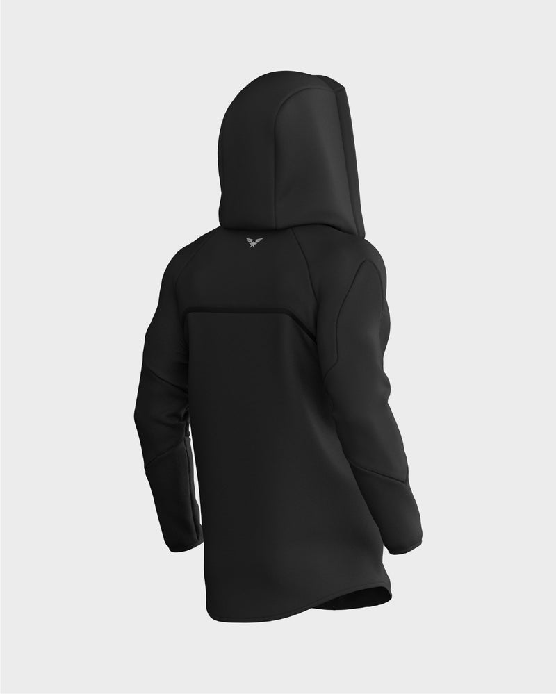 Raglan Sleeve Zip Up Hoodie  - Black