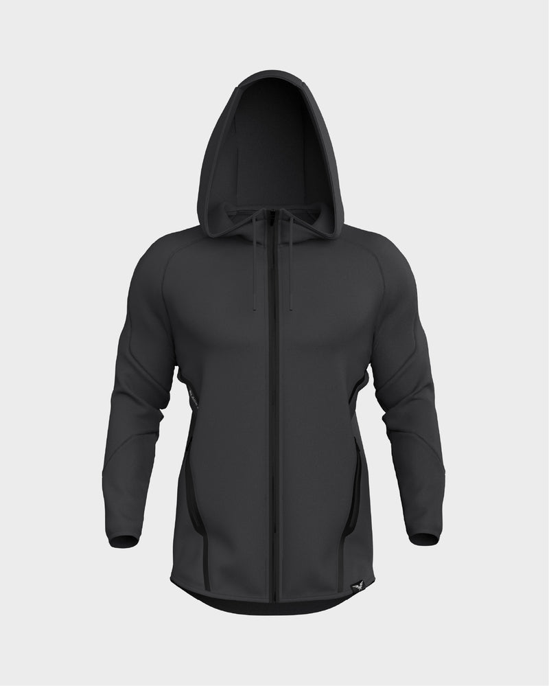 Raglan Sleeve Zip Up Hoodie  - Grey