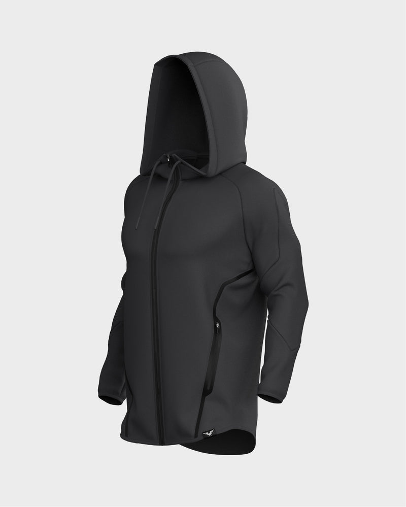 Raglan Sleeve Zip Up Hoodie  - Grey