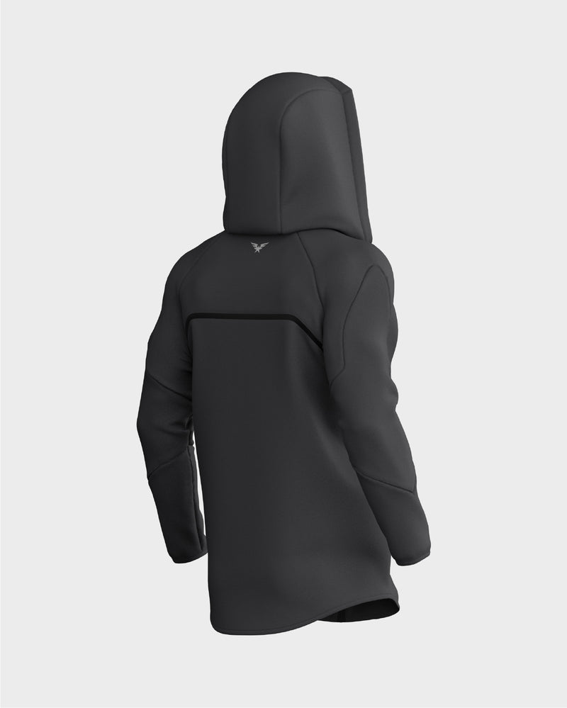 Raglan Sleeve Zip Up Hoodie  - Grey