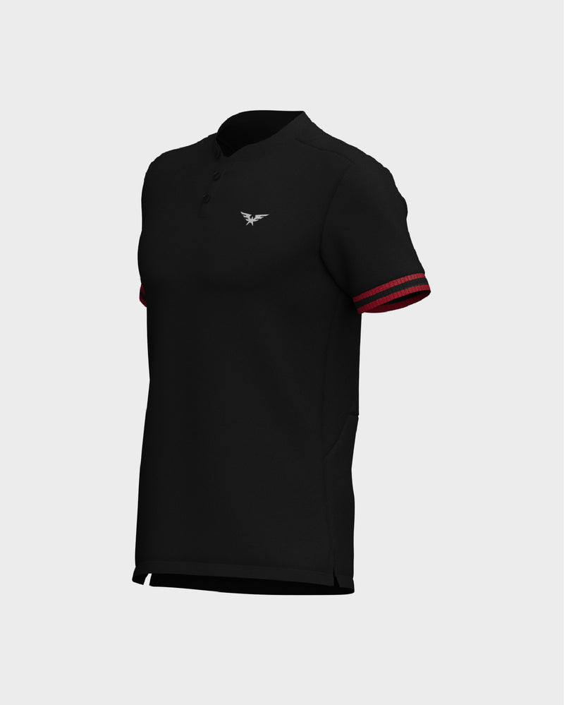 Short Sleeve Henley Tshirt - Black