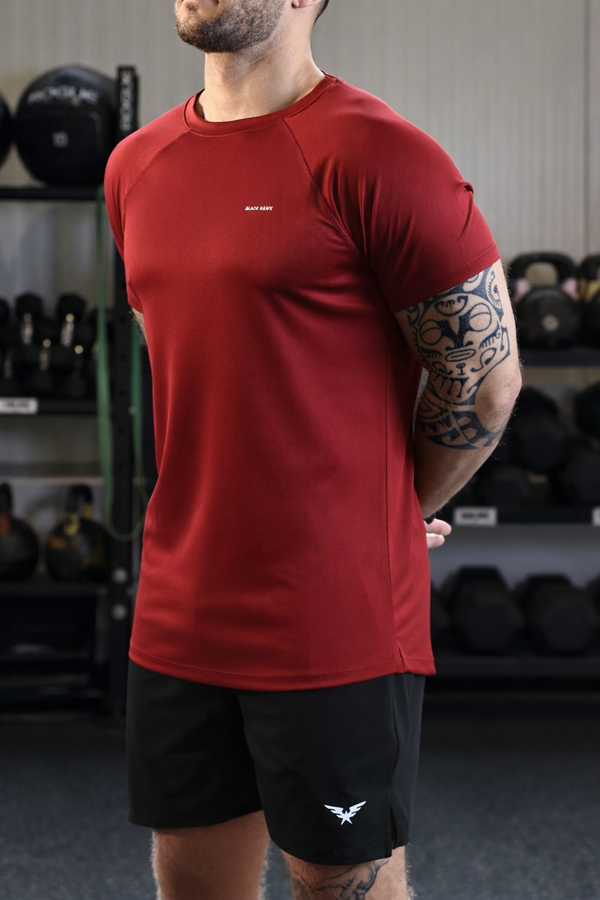 Raglan Sleeve Basic Tee - Red